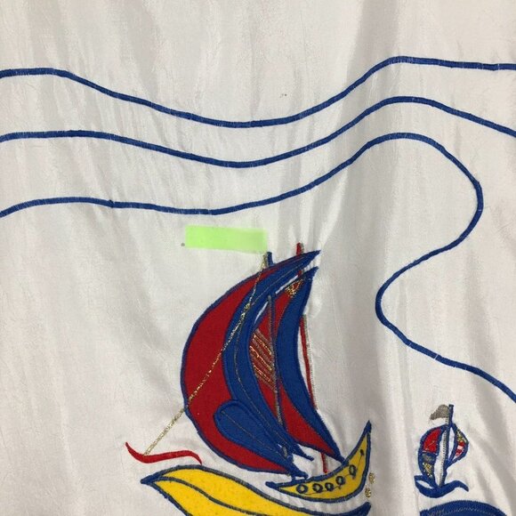 Adolfo 2 vintage white & blue nautical banana boat retro 90s longsleeve shirt S - Picture 5 of 11